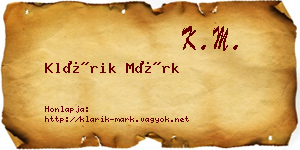 Klárik Márk névjegykártya