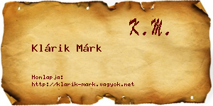 Klárik Márk névjegykártya